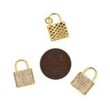Shiny Micropavé Lock Pendant-Individualism Jewelry Accessories  11.5x16mm