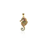 Shiny Micropavé Open Seahorse Pendant-Individualism Jewelry Accessories  14x26mm