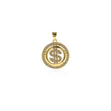Shiny Round Micropavé Dollar Symbol Pendant-Individualistic Jewelry Accessories  20x22mm