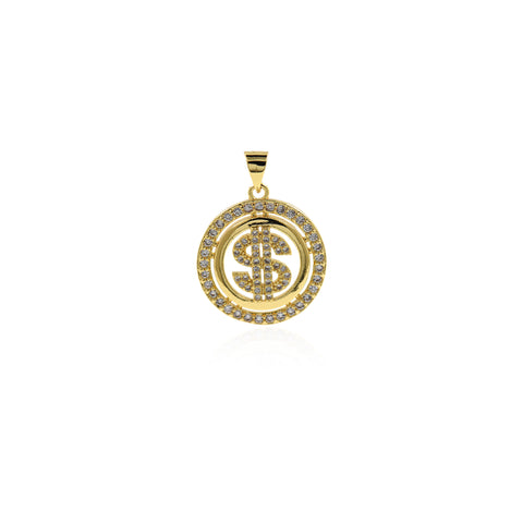 Shiny Round Micropavé Dollar Symbol Pendant-Individualistic Jewelry Accessories  20x22mm