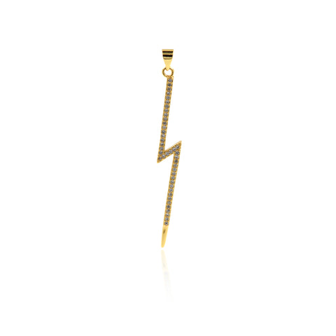Minimalist Jewelry-Exquisite Micropavé Lightning Pendant-Personalized Jewelry Making    7x54mm