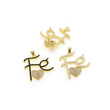Exquisite enamel Fe micropavé heart pendant-personalized jewelry making   28x32mm
