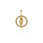 Delicate Micropavé Round Lightning Pendant-Personalized Jewellery Making  25x33.5mm