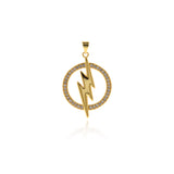 Delicate Micropavé Round Lightning Pendant-Personalized Jewellery Making  25x33.5mm