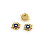 Exquisite Round Micro-Pavé Evil Eye Connector-Personalized Jewelry Making   22x18mm