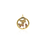 Exquisite Round Hollow Micropavé Butterfly Pendant-Personalized Jewellery Making  24x26mm