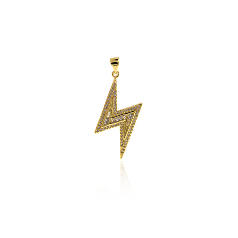 Personalized Micropavé Lightning Pendant-Personalized Jewelry Making  14x33mm