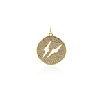 Personalized Round Micropavé Lightning Pendant-Personalized Jewelry Making   23x25mm