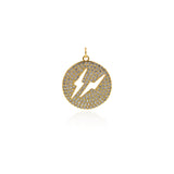 Personalized Round Micropavé Lightning Pendant-Personalized Jewelry Making   23x25mm