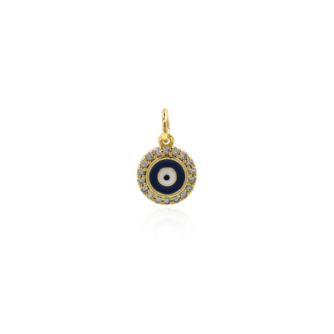 Minimalist Micropavé Round Evil Eye Pendant-Personalized Jewellery Making   8x10mm