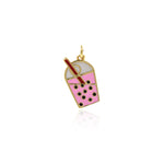 Shiny Enamel Milk Tea Pendant-DIY Jewelry Making Accessories   12x20mm