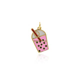 Shiny Enamel Milk Tea Pendant-DIY Jewelry Making Accessories   12x20mm