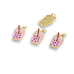 Shiny Enamel Milk Tea Pendant-DIY Jewelry Making Accessories   12x20mm