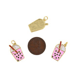 Shiny Enamel Milk Tea Pendant-DIY Jewelry Making Accessories   12x20mm