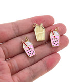 Shiny Enamel Milk Tea Pendant-DIY Jewelry Making Accessories   12x20mm