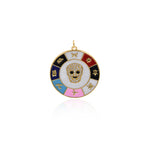 Shiny Enamel Multi-Element Micro-Pavé Mask Pendant-DIY Jewelry Making Accessories    30x32mm