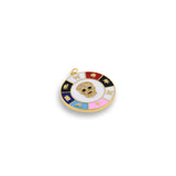 Shiny Enamel Multi-Element Micro-Pavé Mask Pendant-DIY Jewelry Making Accessories    30x32mm