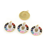 Shiny Enamel Multi-Element Micro-Pavé Mask Pendant-DIY Jewelry Making Accessories    30x32mm