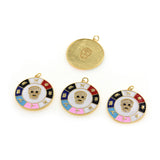 Shiny Enamel Multi-Element Micro-Pavé Mask Pendant-DIY Jewelry Making Accessories    30x32mm