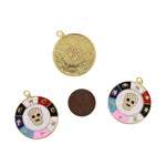 Shiny Enamel Multi-Element Micro-Pavé Mask Pendant-DIY Jewelry Making Accessories    30x32mm