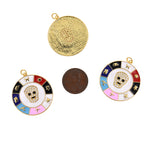 Shiny Enamel Multi-Element Micro-Pavé Mask Pendant-DIY Jewelry Making Accessories    30x32mm
