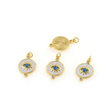 Shiny Enamel Round Evil Eye Pendant-DIY Jewelry Making Accessories   12x20mm