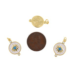 Shiny Enamel Round Evil Eye Pendant-DIY Jewelry Making Accessories   12x20mm