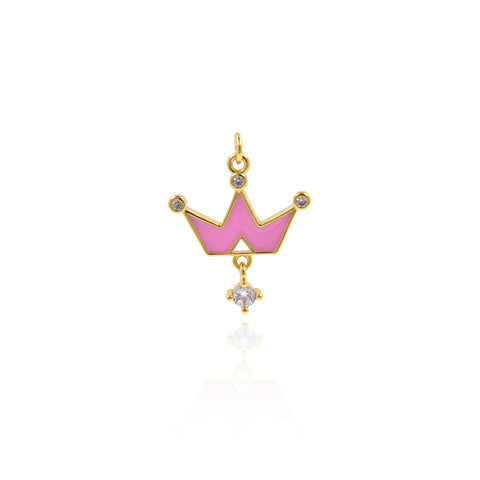 Shiny Minimalist Crown Zircon Pendant-DIY Jewelry Making Accessories   18x20mm