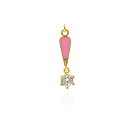 Shiny Minimalist Enamel Zircon Pendant-DIY Jewelry Making Accessory   5x25mm