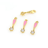 Shiny Minimalist Enamel Zircon Pendant-DIY Jewelry Making Accessory   5x25mm