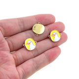 Shiny Enamel Little Yellow Duck Connector-DIY Jewelry Making Accessories   17.5x15mm