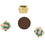 Shiny Enamel Square Connector-DIY Jewelry Making Accessories   16x12mm