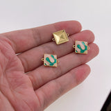 Shiny Enamel Square Connector-DIY Jewelry Making Accessories   16x12mm