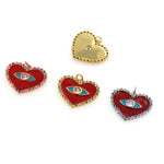 Shiny Enamel Heart Shaped Evil Eye Pendant-DIY Jewelry Making Accessories   25x21mm