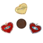 Shiny Enamel Heart Shaped Evil Eye Pendant-DIY Jewelry Making Accessories   25x21mm