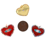 Shiny Enamel Heart Shaped Evil Eye Pendant-DIY Jewelry Making Accessories   25x21mm