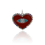 Shiny Enamel Heart Shaped Evil Eye Pendant-DIY Jewelry Making Accessories   25x21mm
