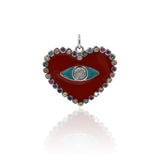 Shiny Enamel Heart Shaped Evil Eye Pendant-DIY Jewelry Making Accessories   25x21mm