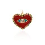 Shiny Enamel Heart Shaped Evil Eye Pendant-DIY Jewelry Making Accessories   25x21mm