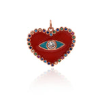 Shiny Enamel Heart Shaped Evil Eye Pendant-DIY Jewelry Making Accessories   25x21mm