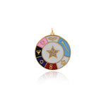 Shiny Round Enamel Star Pendant-DIY Jewelry Making Accessories   30x32mm