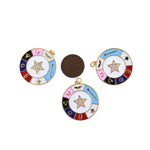 Shiny Round Enamel Star Pendant-DIY Jewelry Making Accessories   30x32mm