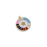 Shiny Round Enamel Star Pendant-DIY Jewelry Making Accessories   30x32mm