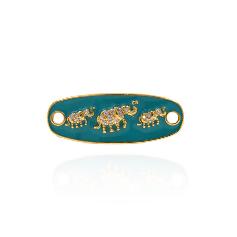 Shiny Enamel Elephant Zircon Connector-DIY Jewelry Making Accessories   30x11mm
