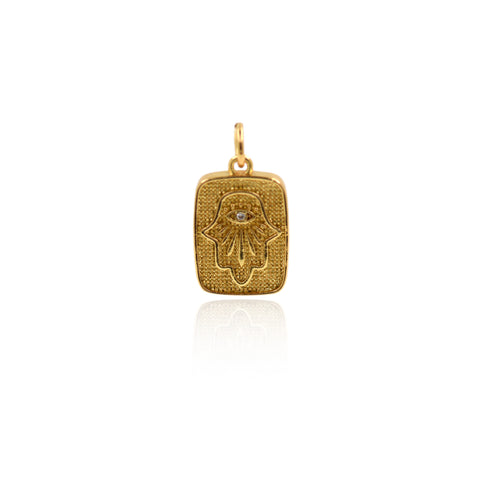 Rectangular Hamsa Zircon Pendant-DIY Jewelry Making Accessories  11x17mm
