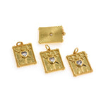Exquisite Rectangle Sword Heart Zircon Pendant-DIY Jewelry Making Accessories   15x21mm