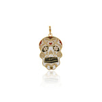 Exquisite Enamel Micropavé Skull Pendant-DIY Jewelry Making Accessories   24x45mm