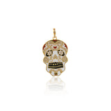 Exquisite Enamel Micropavé Skull Pendant-DIY Jewelry Making Accessories   24x45mm