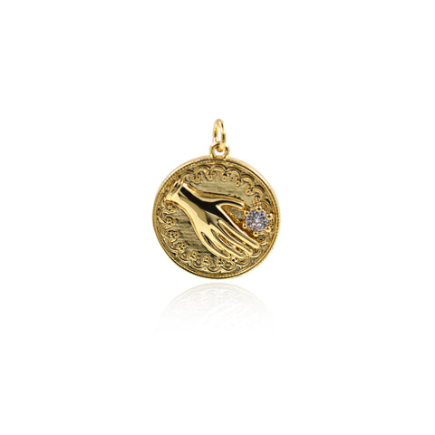Shiny Round Hand Zircon Pendant-DIY Jewelry Making Accessories   20x22mm
