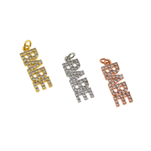 Shiny Micropavé BABE Pendant-DIY Jewelry Making Accessories   6.5x20mm